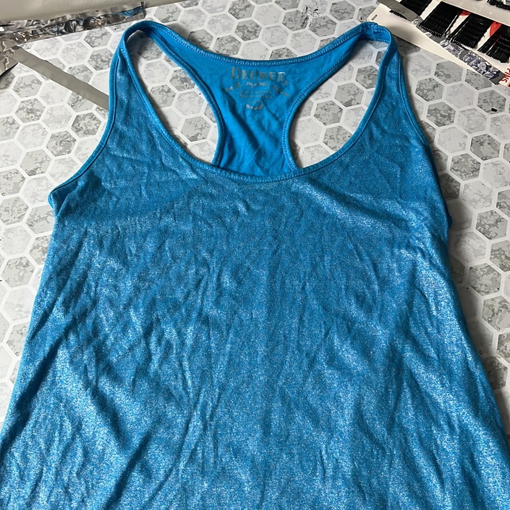 Decree Small Shiny Blue Racerback Tank Top - Picture 4 of 5